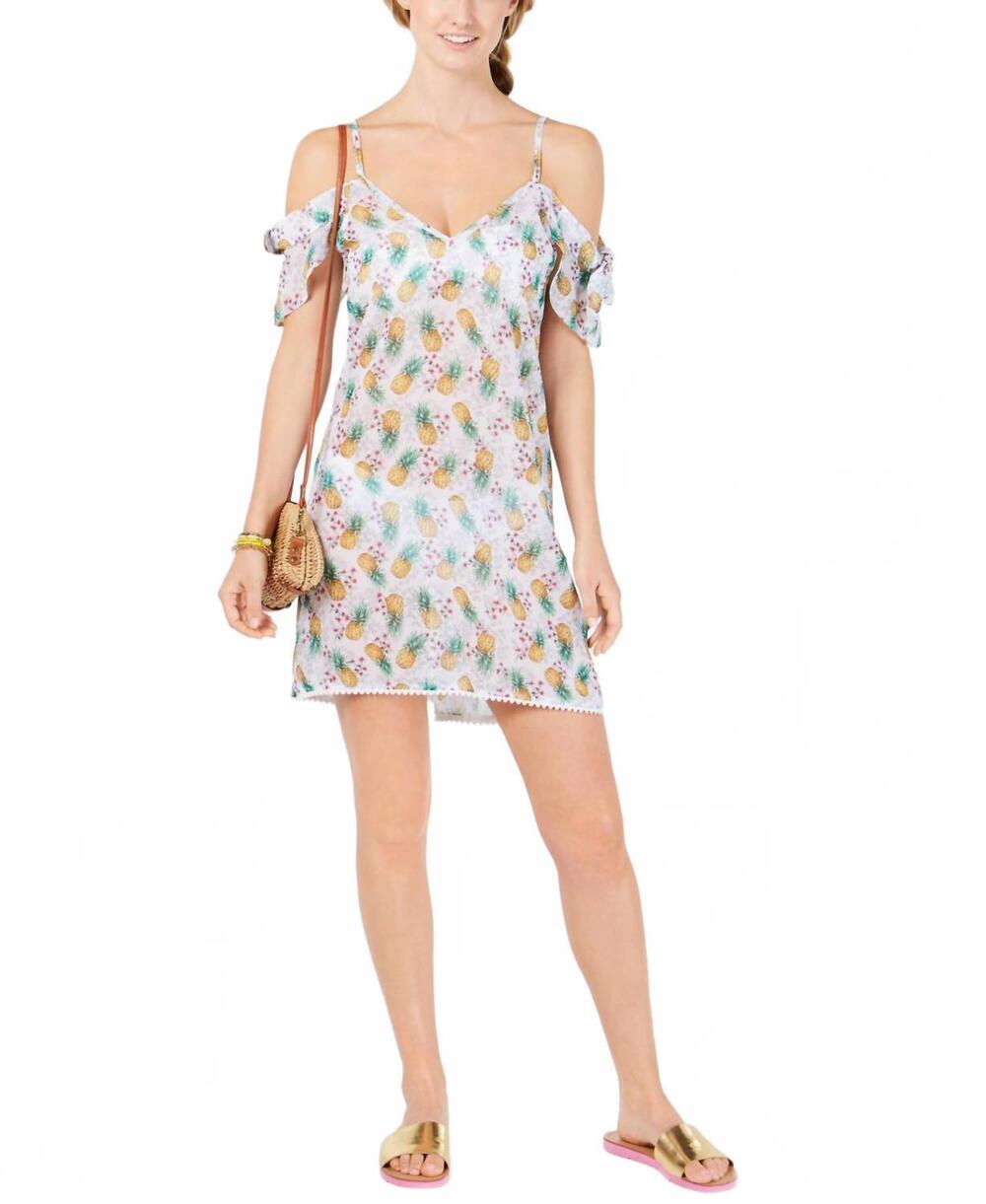 NEW MIKEN women's flutter sleeve cover up dress in white